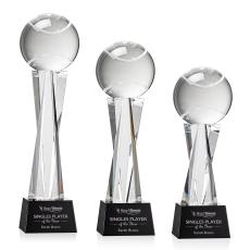 Tennis Ball on Saldana Base Black Globe Crystal Trophy - Crystal Trophies