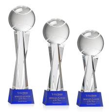Tennis Ball on Saldana Base Blue Globe Crystal Trophy - Crystal Trophies