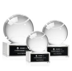 Tennis Ball Globe on Plated Base Crystal Trophy - Crystal Trophies