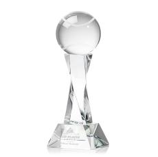 Tennis Ball on Spirale Spire Base Clear Globe Crystal Trophy - Crystal Trophies