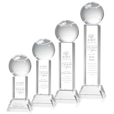 Tennis Ball on Tower Base Clear Globe Crystal Trophy - Crystal Trophies