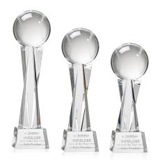 Baseball on Saldana Base Clear Globe Crystal Trophy - Baseball Trophies