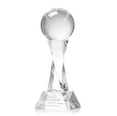 Baseball on Spirale Spire Base Clear Globe Crystal Trophy - Baseball Trophies