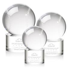 Baseball Globe on Round Base Crystal Trophy - Trophies