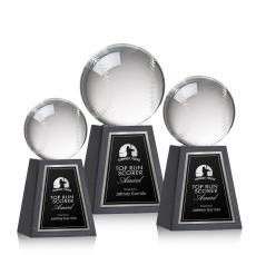 Baseball Globe on Tall Marble Base Crystal Trophy - Trophies