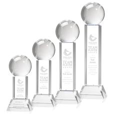 Baseball on Tower Base Clear Globe Crystal Trophy - Trophies