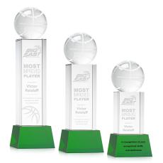 Basketball on Belcroft Base Green Globe Crystal Trophy - Trophies