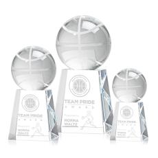 Basketball Globe on Medium Base Crystal Trophy - Trophies
