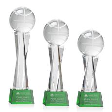 Basketball on Saldana Base Green Globe Crystal Trophy - Trophies