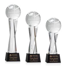 Basketball on Saldana Base Black Globe Crystal Trophy - Crystal Globe Awards