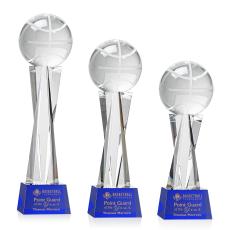 Basketball on Saldana Base Blue Globe Crystal Trophy - Trophies