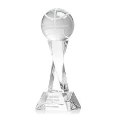 Basketball on Spirale Spire Base Clear Globe Crystal Trophy - Trophies