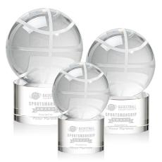 Basketball Globe on Round Base Crystal Trophy - Trophies