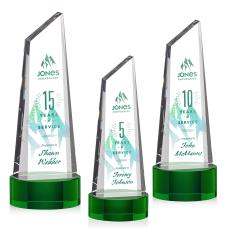 Keene Full Color on Base Green Peaks Crystal Trophy - Crystal Trophies
