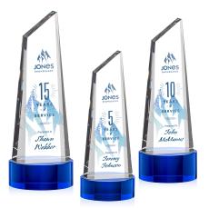 Keene Full Color on Base Blue Peaks Crystal Trophy - Crystal Trophies