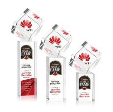 Klein Full Color Square / Cube on Yoder Base Crystal Trophy - Crystal Trophies