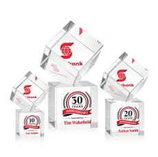 Klein Full Color Square / Cube on Square Base Crystal Trophy - Crystal Trophies