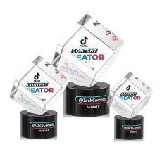 Klein Full Color on Round Base Black Square / Cube Crystal Trophy - Crystal Trophies