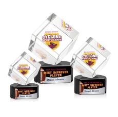 Klein Full Color on Half Round Base Black Square / Cube Crystal Trophy - Crystal Trophies
