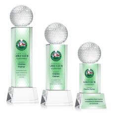 Golf Ball Full Color on Belcroft Clear Globe Crystal Trophy - Crystal Trophies