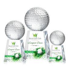 Golf Ball  Full Color Globe on Medium Crystal Trophy - Crystal Trophies