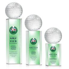 Golf Ball Full Color Globe on Yoder Crystal Trophy - Crystal Trophies