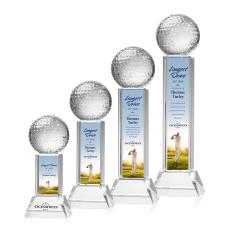 Golf Ball Full Color on Tower Clear Globe Crystal Trophy - Crystal Trophies
