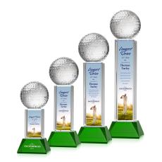 Golf Ball Full Color on Tower Green Globe Crystal Trophy - Crystal Trophies