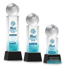 Soccer Ball Full Color on Belcroft Black Globe Crystal Trophy - Crystal Trophies