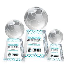 Soccer Ball Full Color Globe on Medium Crystal Trophy - Crystal Trophies