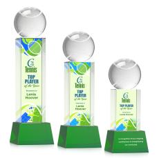 Tennis Ball Full Color on Belcroft Green Globe Crystal Trophy - Trophies