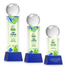 Tennis Ball Full Color on Belcroft Blue Globe Crystal Trophy - Trophies