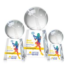 Tennis Ball Full Color Globe on Medium Crystal Trophy - Trophies