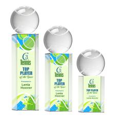 Tennis Ball Full Color Globe on Yoder Crystal Trophy - Trophies