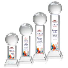 Tennis Ball Full Color on Tower Clear Globe Crystal Trophy - Trophies