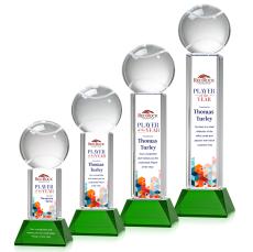 Tennis Ball Full Color on Tower Green Globe Crystal Trophy - Trophies