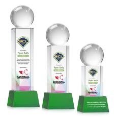 Baseball Full Color on Belcroft Green Globe Crystal Trophy - Trophies
