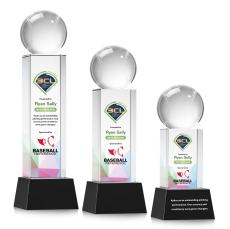 Baseball Full Color on Belcroft Black Globe Crystal Trophy - Trophies