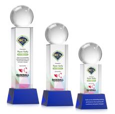 Baseball Full Color on Belcroft Blue Globe Crystal Trophy - Trophies
