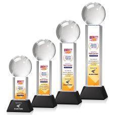 Baseball Full Color on Tower Black Globe Crystal Trophy - Trophies