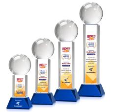 Baseball Full Color on Tower Blue Globe Crystal Trophy - Trophies