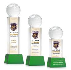 Basketball Full Color on Belcroft Green Globe Crystal Trophy - Trophies