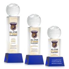 Basketball Full Color on Belcroft Blue Globe Crystal Trophy - Trophies