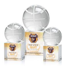 Basketball Full Color Globe on Square Crystal Trophy - Trophies