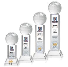 Basketball Full Color on Tower Clear Globe Crystal Trophy - Trophies