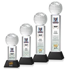 Basketball Full Color on Tower Black Globe Crystal Trophy - Trophies
