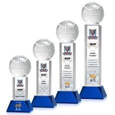 Basketball Full Color on Tower Blue Globe Crystal Trophy - Trophies