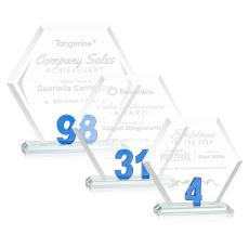 Riviera Simms Blue Polygon Crystal Trophy - Employee Awards