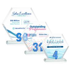 Riviera Simms Full Color Blue Polygon Crystal Trophy - Custom Trophies