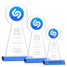 Laidlaw Full Color/Etch Sky Blue Towers Crystal Trophy - Crystal Trophies